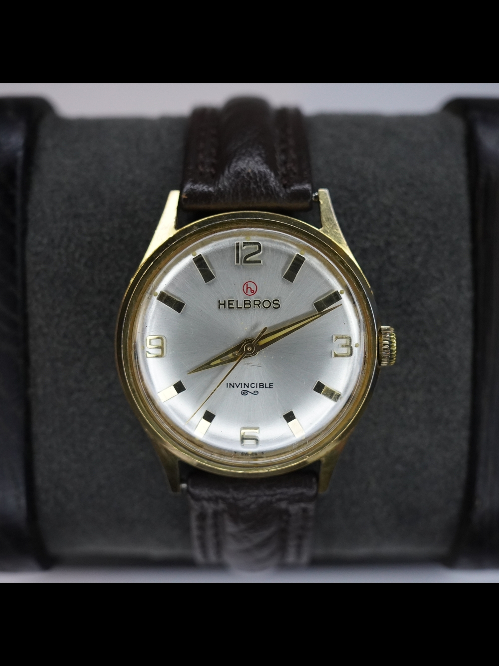 Vintage Helbros Invincible Swiss Mechanical Hand Wind Gold Tone Men's Watch